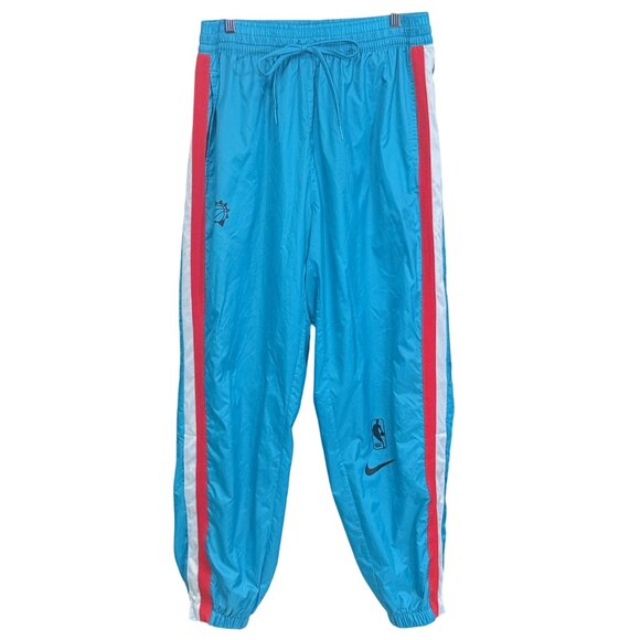 Nike NBA Pants Mens L Blue Nylon Elastic Waist Striped Basketball Joggers - Picture 1 of 8